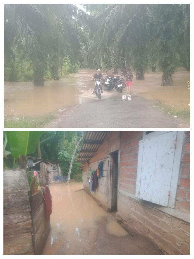 
 Akibat Curah Hujan Ekstrem Desa Kota Titik Kecamatan Pematang Tiga Mengalami Banjir Bandang di Beberapa Titik Akses Jalan Terendam