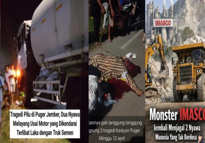
 Truk Pengangkut Semen Milik PT Imasco Terlibat Kecelakaan di Puger,Dua Nyawa Melayang